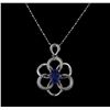 Image 1 : 14KT White Gold 2.50ct Tanzanite and Diamond Pendant With Chain