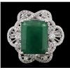 Image 1 : 14KT White Gold 7.31ct Emerald and Diamond Ring