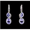 Image 1 : 14KT White Gold 8.10ctw Tanzanite and Diamond Earrings