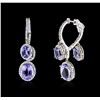 Image 2 : 14KT White Gold 8.10ctw Tanzanite and Diamond Earrings