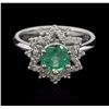 Image 1 : 1.30ct Emerald and Diamond Ring - 14KT White Gold