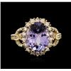 Image 1 : 14KT Yellow Gold 4.45ct Tanzanite and Diamond Ring