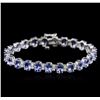 Image 1 : 14KT White Gold 17.24ctw Tanzanite and Diamond Bracelet