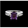 Image 1 : 14KT White Gold 3.00ct Amethyst and Diamond Ring