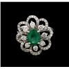 Image 1 : 18KT White Gold 1.34ct Emerald and Diamond Ring