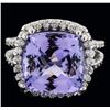 Image 1 : 14KT White Gold 9.07ct Tanzanite and Diamond Ring
