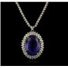 Image 1 : 14KT White Gold 15.40ct GIA Certified Tanzanite and Diamond Necklace