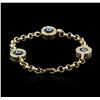 Image 2 : 14KT Yellow Gold 0.30ctw Diamond Evil Eye Bracelet