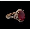 Image 2 : 4.41ct Ruby and Diamond Ring - 14KT Rose Gold