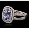 Image 2 : 14KT White Gold 2.37ct Tanzanite and Diamond Ring