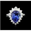 Image 1 : 14KT White Gold 5.43ct Tanzanite and Diamond Ring