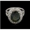 Image 1 : 14KT White Gold 6.58ct Green Sapphire and Diamond Ring