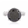 Image 1 : 14KT White Gold 7.18ctw Black Diamond Ring