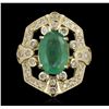 Image 1 : 14KT Yellow Gold 3.73ct Emerald and Diamond Ring