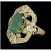 Image 2 : 14KT Yellow Gold 3.73ct Emerald and Diamond Ring