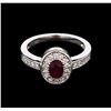 Image 1 : 0.85ct Ruby and Diamond Ring - 14KT White Gold