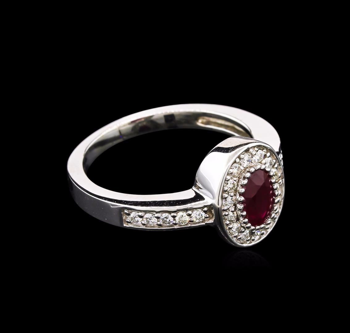 0.85ct Ruby and Diamond Ring - 14KT White Gold
