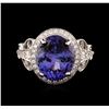 Image 1 : 14KT White Gold 6.59ct Tanzanite and Diamond Ring