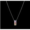 Image 1 : 2.06ctw Multi Sapphire and Diamond Pendant With Chain - 14KT White Gold