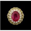 Image 1 : 5.85ct Ruby and Diamond Ring - 14KT Yellow Gold
