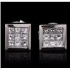 Image 1 : 14KT White Gold 0.73ctw Princess Diamond Earrings
