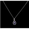 Image 2 : 1.53ct Tanzanite and Diamond Pendant With Chain - 14KT White Gold