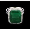 Image 1 : 7.82ct Emerald and Diamond Ring - 14KT White Gold