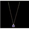 Image 2 : 14KT Yellow Gold 6.84ct Tanzanite and Diamond Pendant With Chain