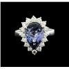Image 1 : 14KT White Gold 4.50ct Tanzanite and Diamond Ring