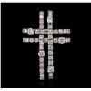 Image 1 : 14KT White Gold 0.49ctw Diamond Cross Pendant
