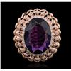 Image 1 : 14KT Rose Gold 9.45ct Amethyst and Diamond Ring