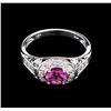 Image 1 : 0.64ct Pink Sapphire and Diamond Ring - 18KT White Gold