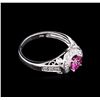 Image 2 : 0.64ct Pink Sapphire and Diamond Ring - 18KT White Gold