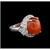 Image 2 : 19.62ct Spessartite Garnet and Diamond Ring - 14KT White Gold