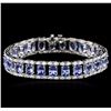 Image 1 : 14KT White Gold 17.64ctw Tanzanite and Diamond Bracelet
