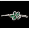 Image 1 : 4.05ctw Emerald and Diamond Bracelet - 14KT White Gold