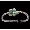 Image 3 : 4.05ctw Emerald and Diamond Bracelet - 14KT White Gold