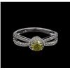 Image 1 : 0.72ctw Yellow Diamond Ring - 14KT White Gold