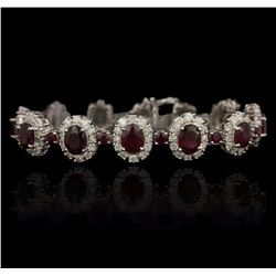14KT White Gold 20.28ctw Ruby and Diamond Bracelet