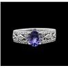 Image 1 : 1.04ct Tanzanite and Diamond Ring - 18KT White Gold
