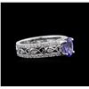 Image 2 : 1.04ct Tanzanite and Diamond Ring - 18KT White Gold