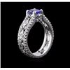 Image 3 : 1.04ct Tanzanite and Diamond Ring - 18KT White Gold