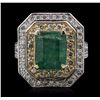 Image 1 : 14KT White Gold 3.75ct Emerald and Diamond Ring