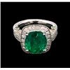 Image 1 : 4.63ctw Emerald and Tsavorite Ring - 14KT White Gold