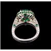 Image 3 : 4.63ctw Emerald and Tsavorite Ring - 14KT White Gold