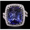 Image 1 : 18KT White Gold GIA Certified 10.65ct Tanzanite and Diamond Ring