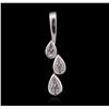 Image 2 : 14KT White Gold 0.10ctw Diamond Pendant With Chain