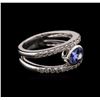 Image 2 : 0.74ct Tanzanite and Diamond Ring - 14KT White Gold