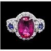 Image 1 : 14KT White Gold 2.62ct Tourmaline, Sapphire and Diamond Ring