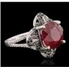 Image 2 : 14KT White Gold 6.87ct Ruby and Diamond Ring
